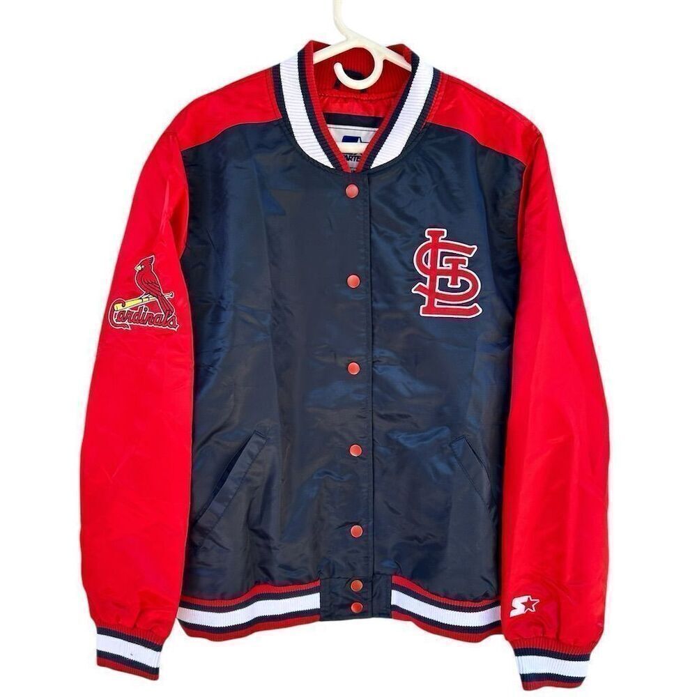 Starter MLB‎ Cardinals Varsity Jacket Men's 2XL Red Snap Closure